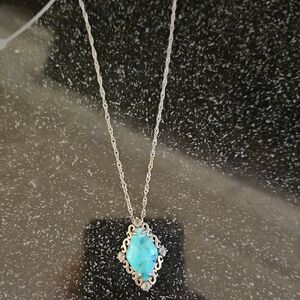 Silver Necklace with Turquoise Pendant